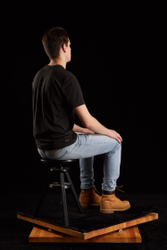 Whole Body Man White Slim Sitting Studio photo references